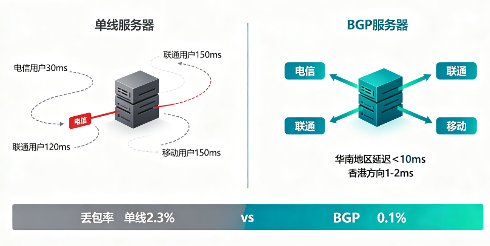 BGP vs 单线对比示意图
